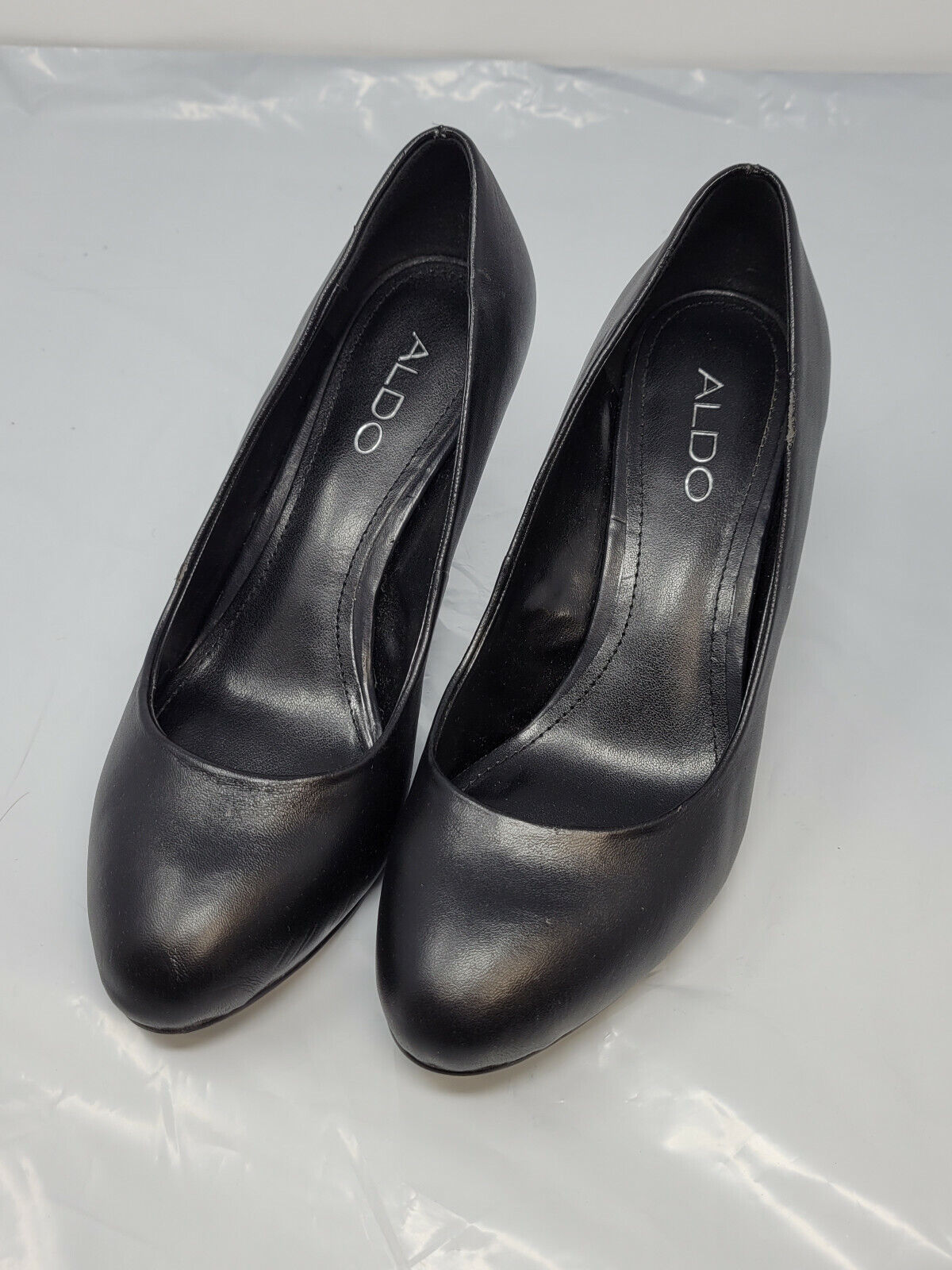 ALDO Womens Black Leather Heels SHOE US 6M-EUR 36 - Pre-owned