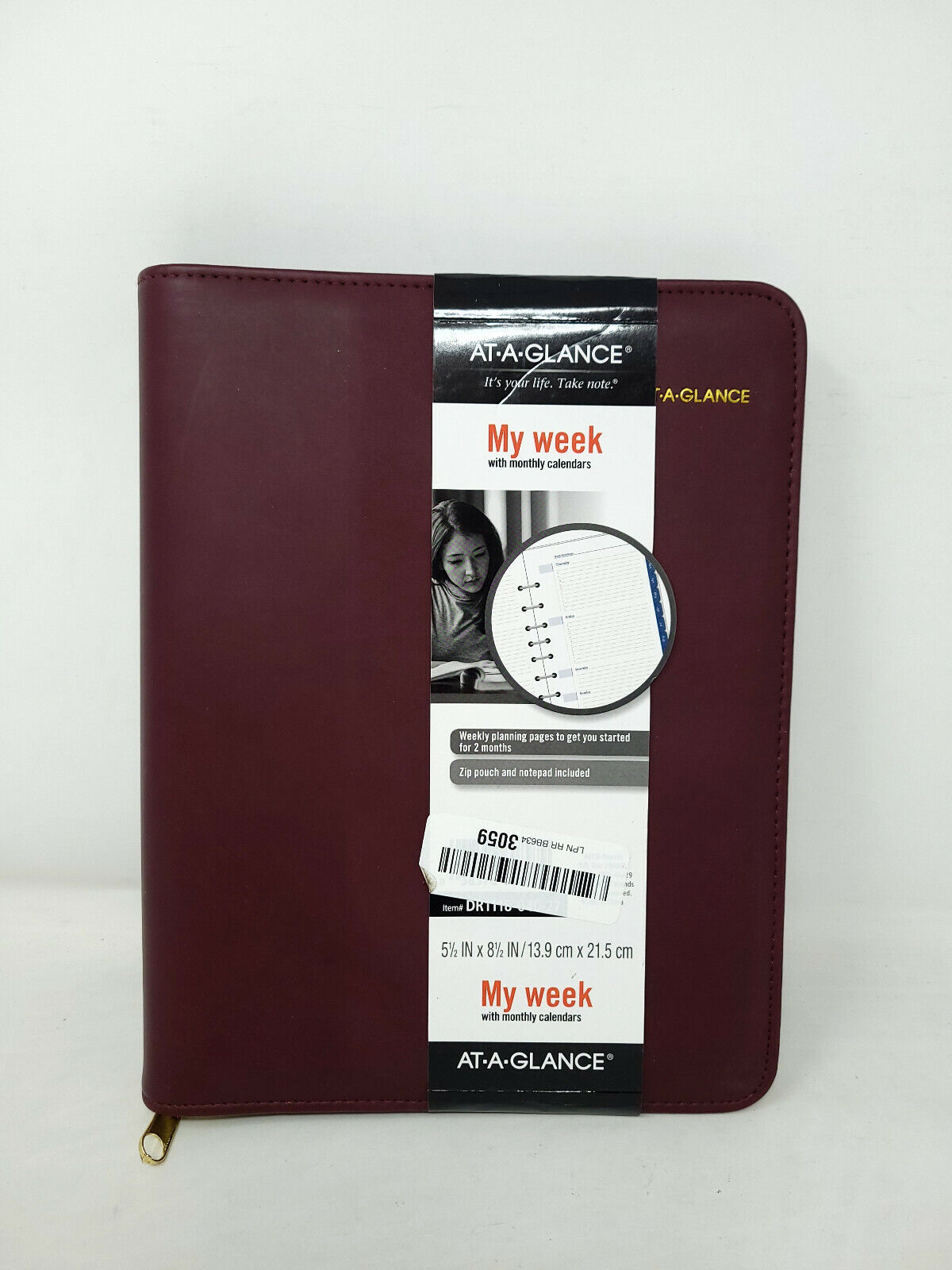 AT-A-GLANCE Faux Leather Fashion Starter Set Undated 7-Ring Merlot Size 5 - READ