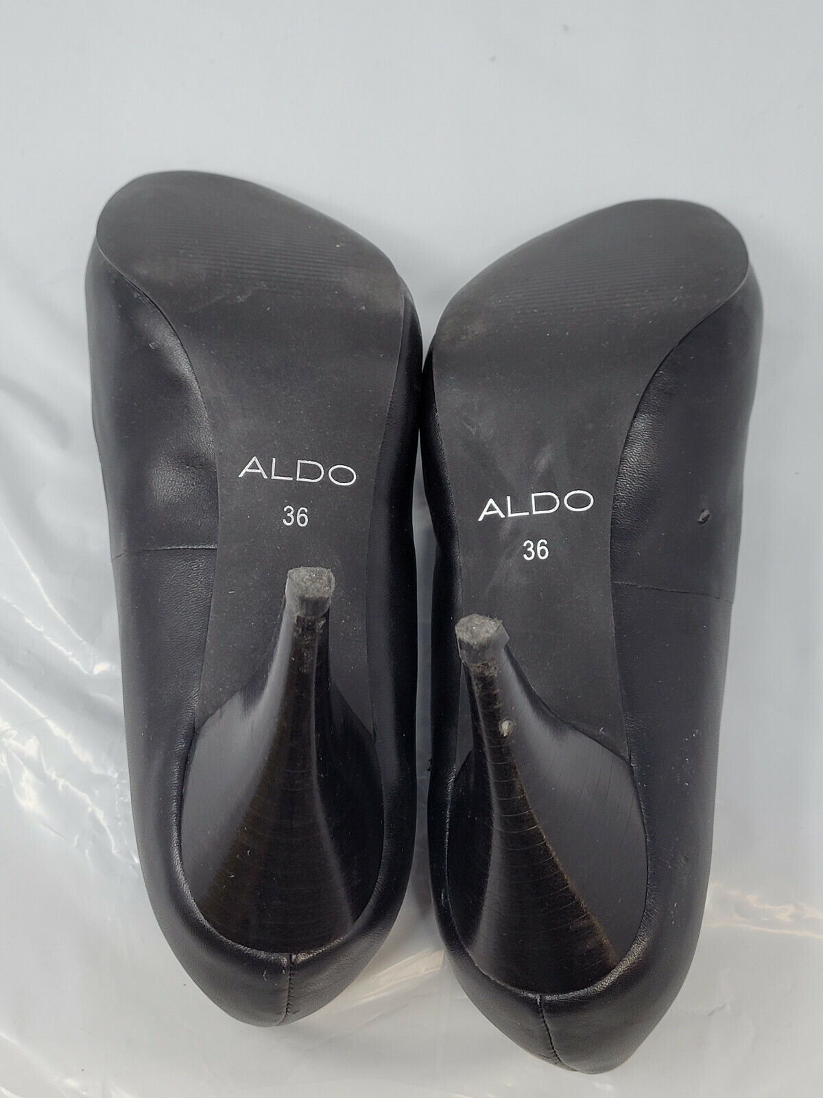 ALDO Womens Black Leather Heels SHOE US 6M-EUR 36 - Pre-owned