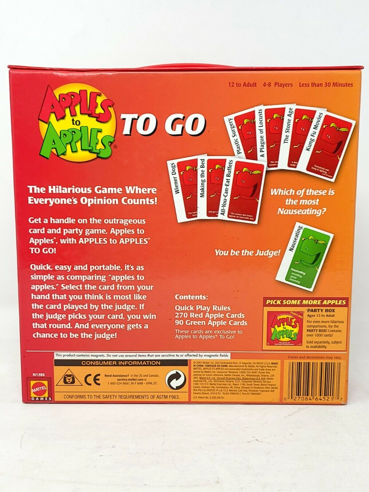Apples to Apples To Go Board Game Ages 12 to Adult - Good Condition
