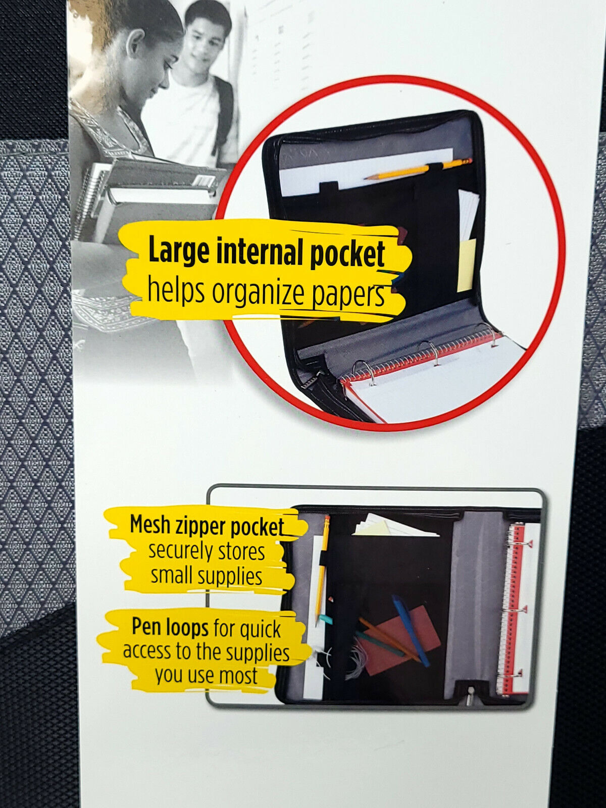 Five Star Zipper Binder School Organizer 1 1/2" Inch 300 Sheet Capacity 3 ring