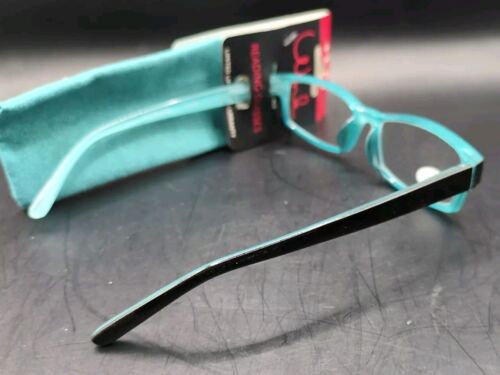 Wink By ICU Eyewear +1.25 Reading Glasses Readers Black & Turquoise New w/Case