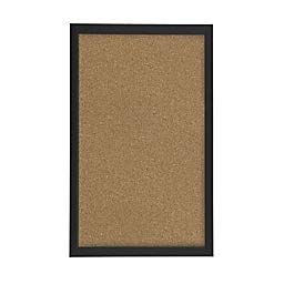 FORAY Cork Bulletin Board, 12" x 18", Natural Brown, Black Frame