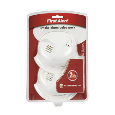 First Alert Battery Operated Smoke Alarm with Single Test Button (Set of 2)