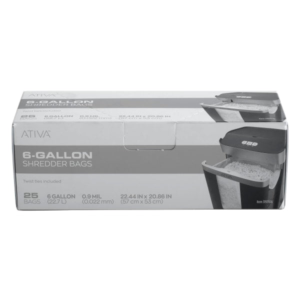 Ativa� 1-mil Shredder Bags, 6 Gallons, Clear, Box Of 25 Bags