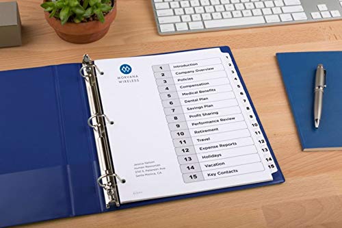 Avery 11142 Ready Index Toc Dividers, Tabs 1-15, Letter Size, White, 15 Tabs/St