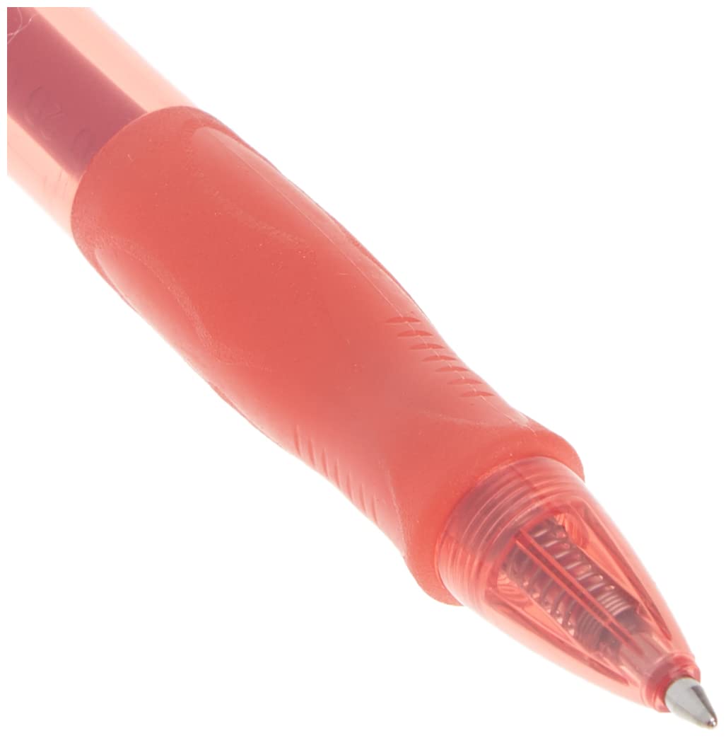 BIC Retractable Gel Ink Rollerball Pen, Medium Point, 0.7mm, Translucent Red Barrel, Ink, Pack of 4 - RLCP41-A-RED