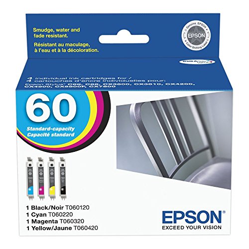 EPSON 60 DURABrite Ultra Ink Standard Capacity Black & Color Cartridge Combo Pack (T060120-BCS) Works with Stylus C-68, C-88, C-88+, CX-3800, CX-3810, CX-4200, CX-4800, CX-5800F, CX-7800
