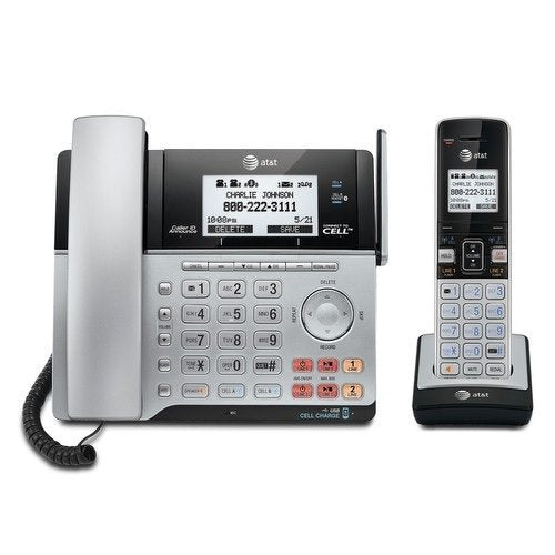AT&T TL86103 DECT 6.0 Connect to Cell 2 Line Answering System, Silver/Black