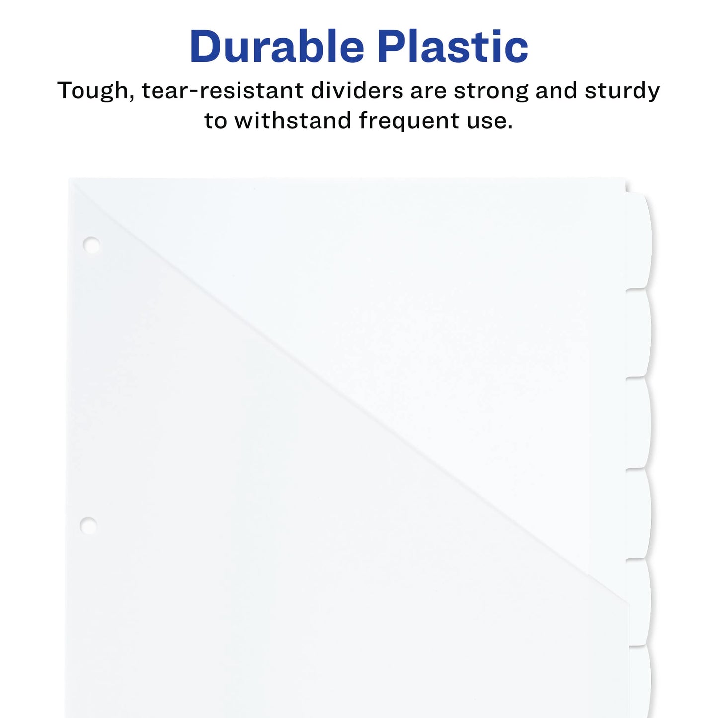 Avery Durable Plastic 8 Tab Write & Erase Dividers for 3 Ring Binders, Slash Pocket, Translucent White, Works with Sheet Protectors, 1 Set (16826)