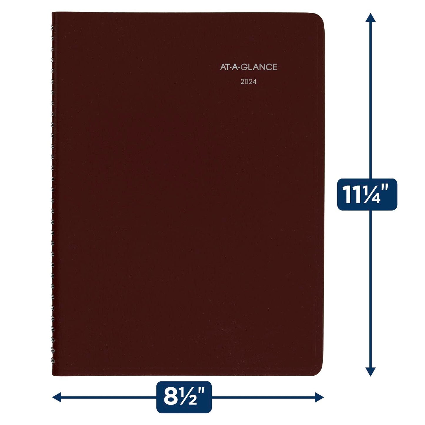 AT-A-GLANCE 2024 Weekly Planner, DayMinder, Quarter-Hourly Appointment Book, 8" x 11", Large, Burgundy (G5201424)