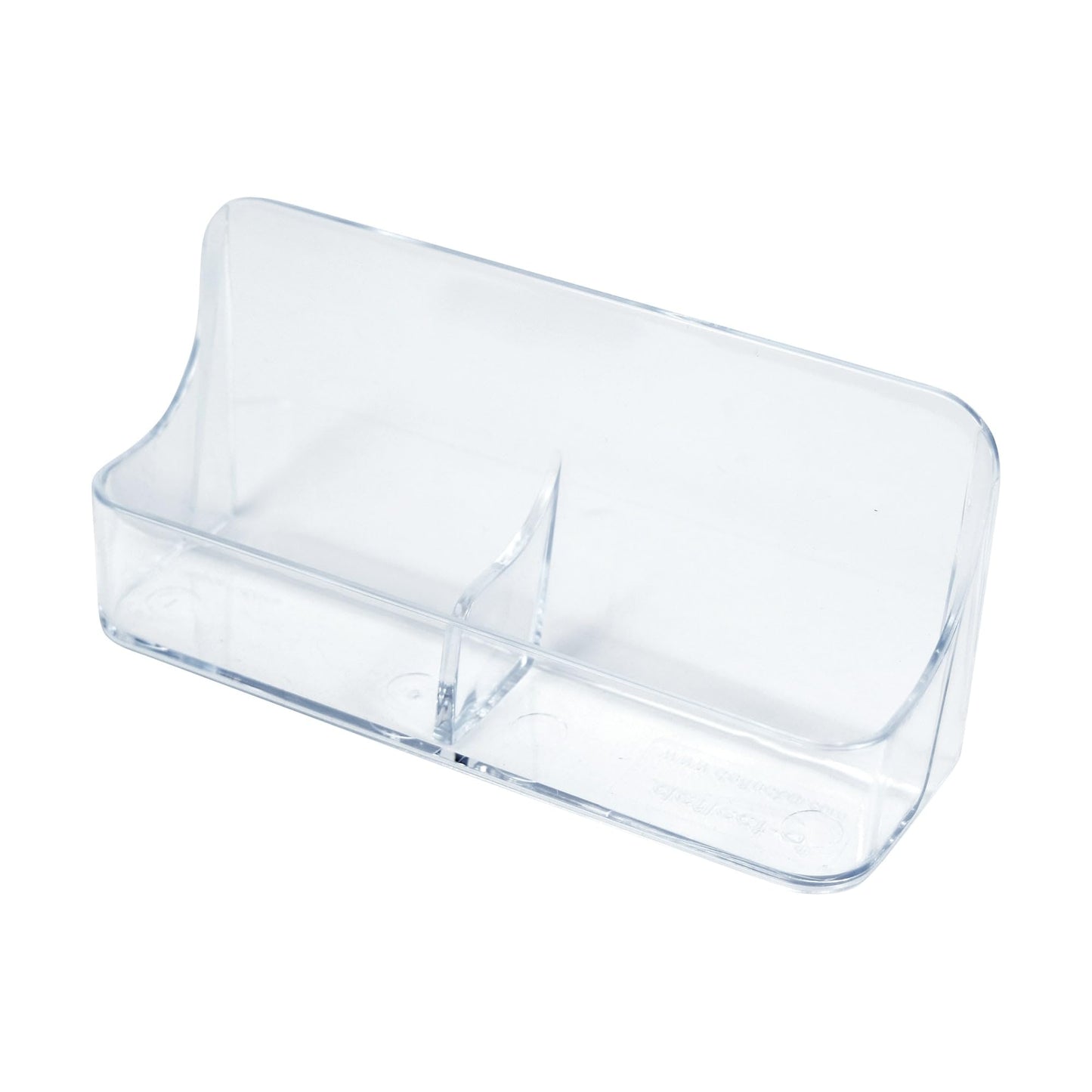 Deflecto® 2-Compartment Vertical Business Card Holder, 5" x 2 1/5" x 1 1/2", Clear