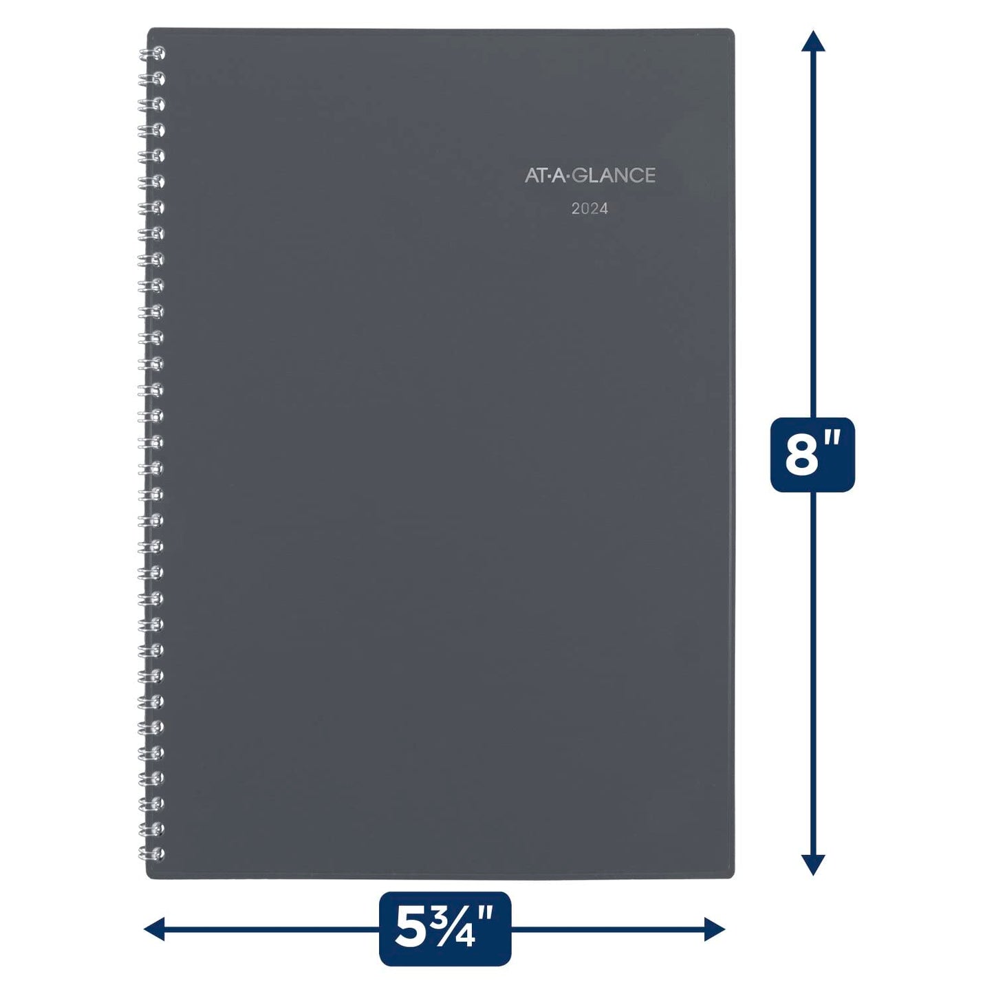 AT-A-GLANCE 2024 Weekly & Monthly Planner, DayMinder, 5" x 8", Small, Spiral Bound, Monthly Tabs, Gray (GC2000724)