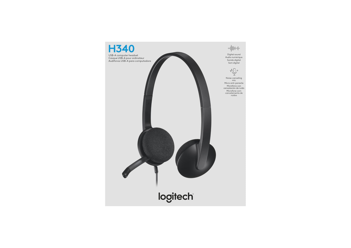Logitech USB Headset H340, Stereo, USB Headset for Windows and Mac - Black