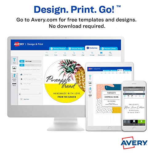 Avery Matte White Square Labels with Sure Feed, 2" x 2", 3,000 Matte White Printable Labels