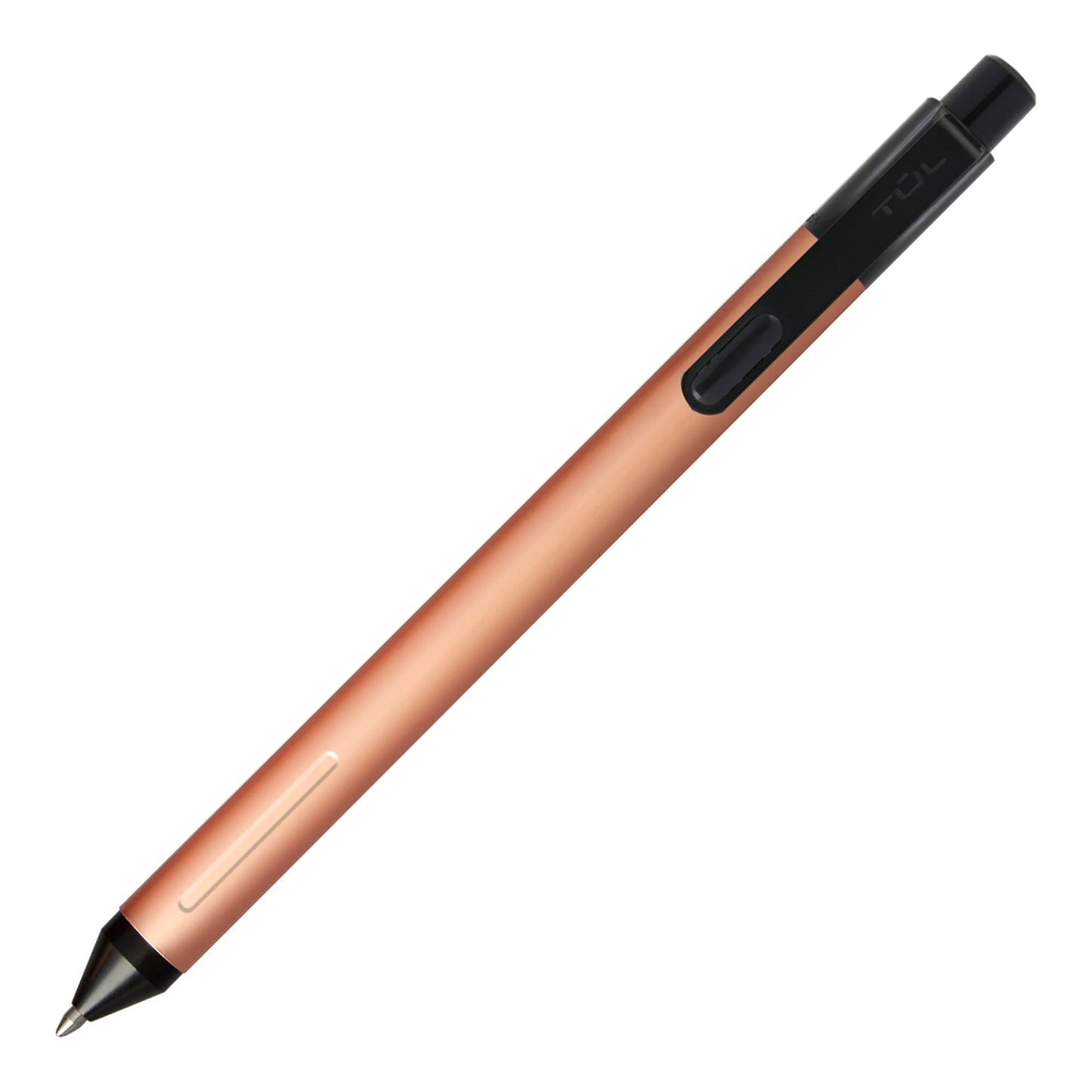 TUL® Fine Writing Solid Metal Barrel Retractable Ballpoint Pen With 2 Refills, Medium Point, 1.0 mm, Rose Gold Barrel, Black/Blue Ink