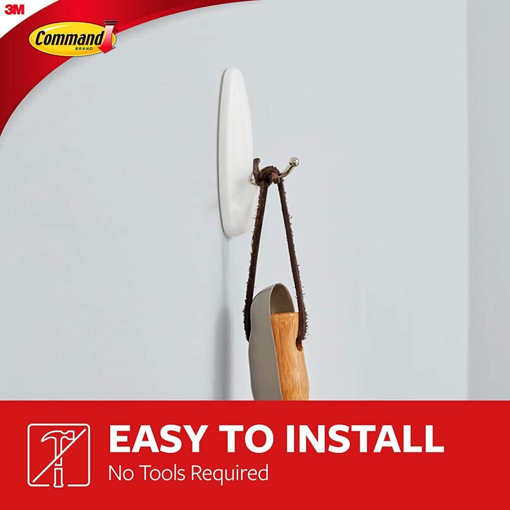 Command Medium Wire Hooks, Damage Free Hanging Wall Hooks with Adhesive Strips, No Tools Wall Hooks for Hanging Decorations in Living Spaces, 7 White Hooks and 12 Command Strips
