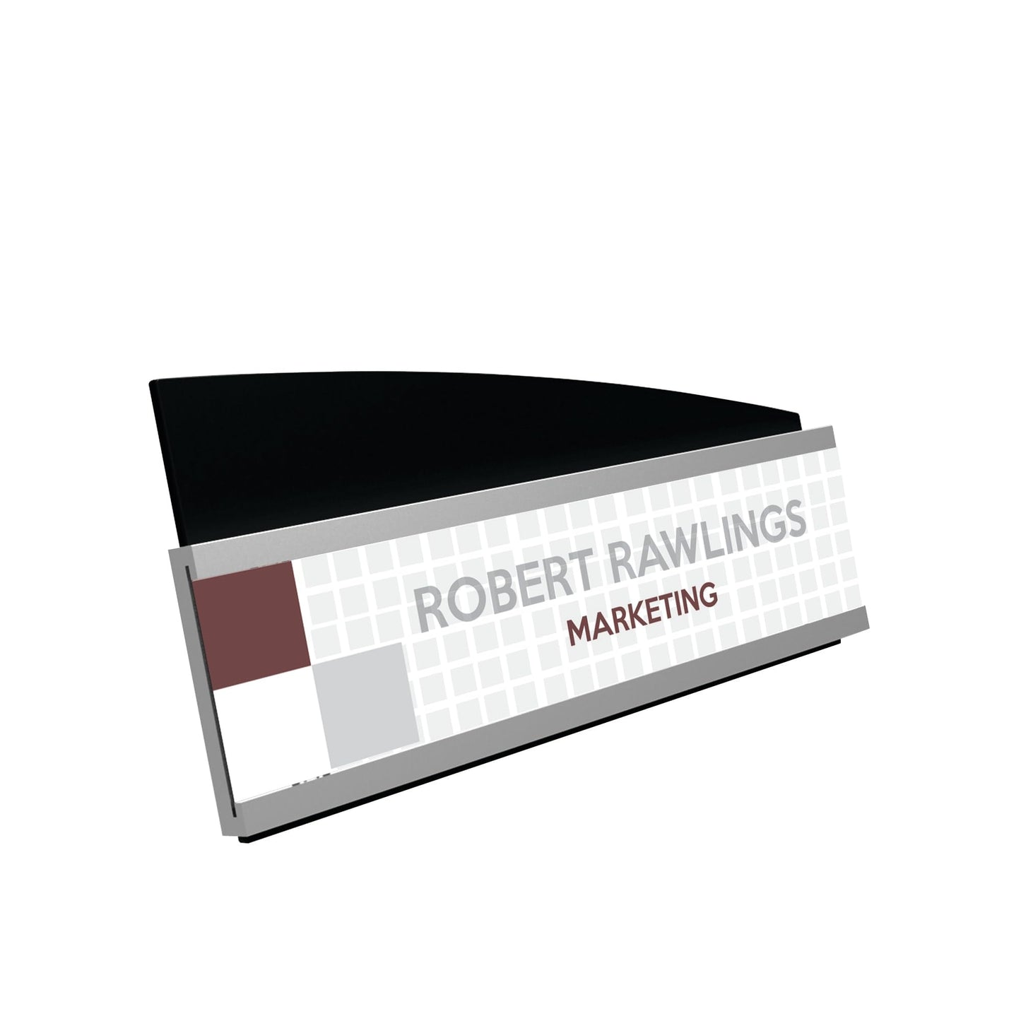 Deflecto® Interior Image® Nameplate Sign Holder, 3 7/8"H x 8 1/2"W x 2 7/16"D, Silver/Black