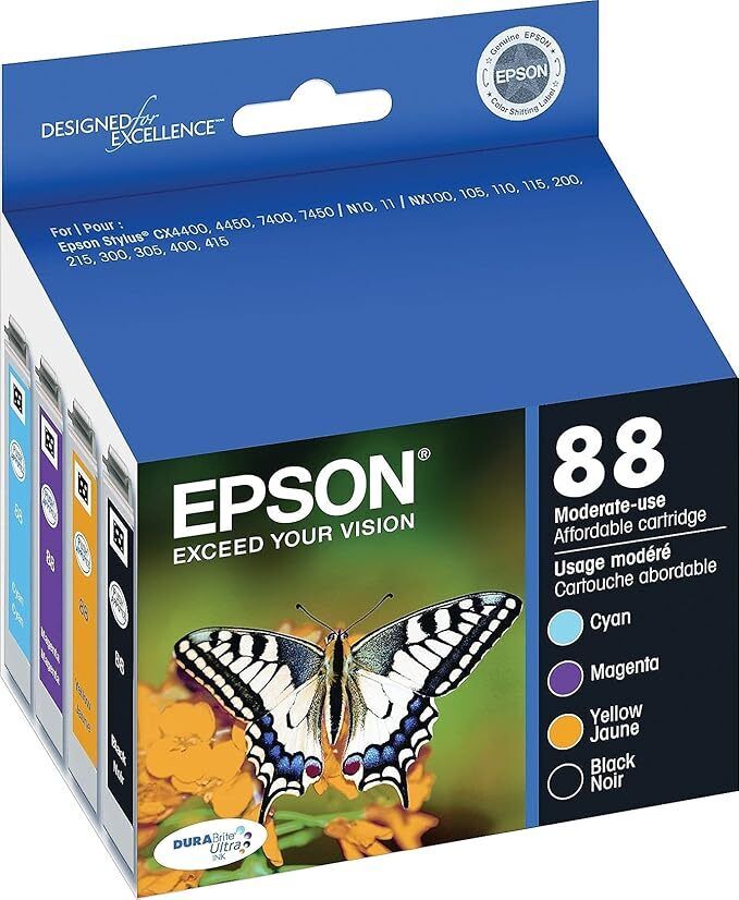 Epson - 88 4-Pack Ink Cartridges - Black/Cyan/Magenta/Yellow EXP 11.23