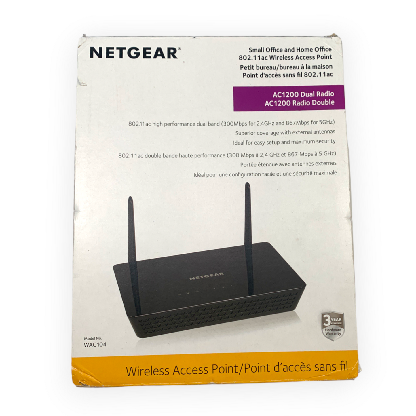 NETGEAR WAC104 AC1200 Wireless Access Point (DEFECTIVE)