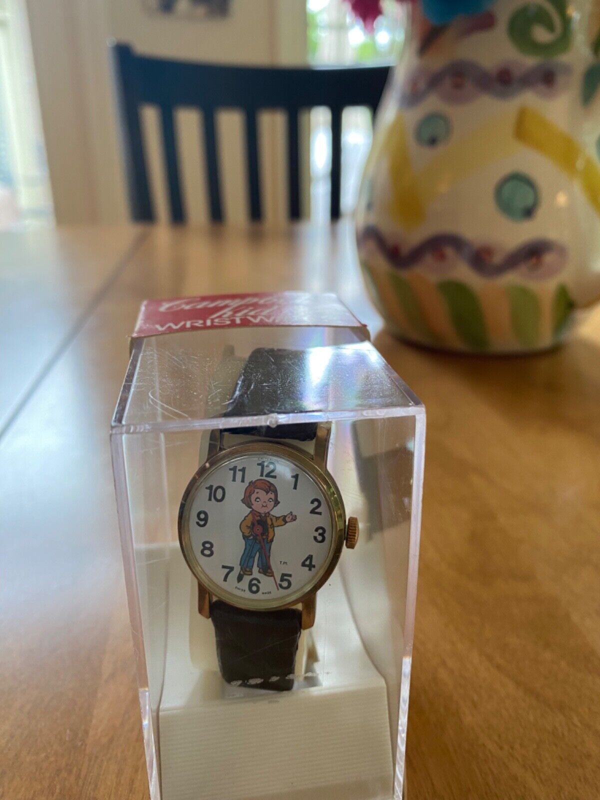 Campbell Kid Wristwatch, Criterion Watch Blk Band, Boy, Original Display Case