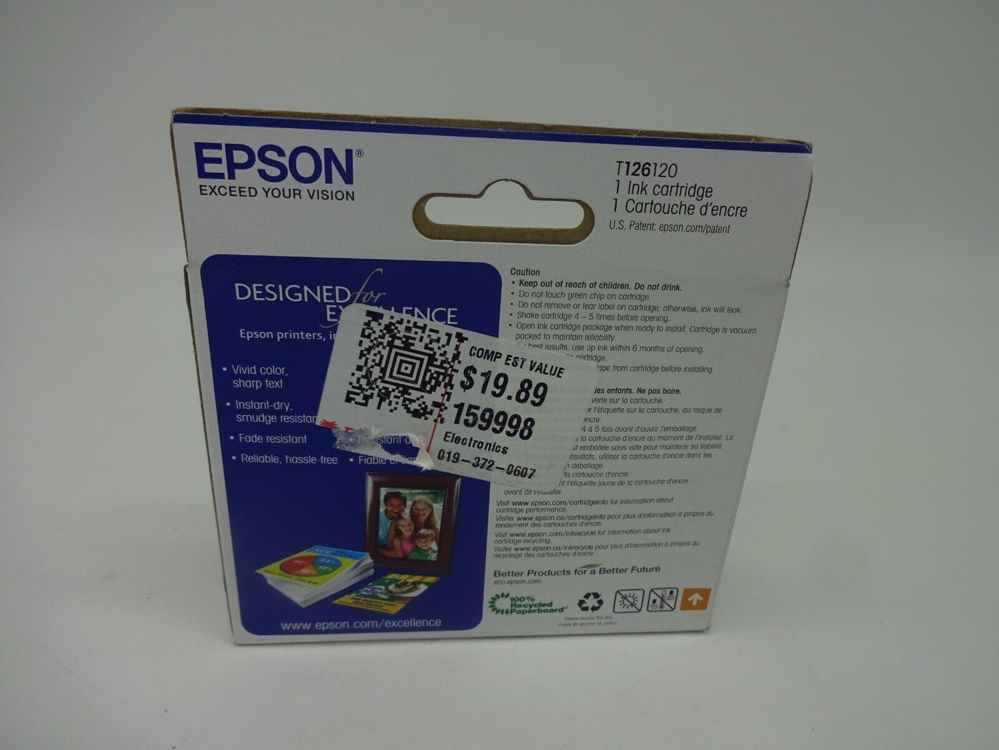 Genuine Epson 126 High Capacity Black Ink Cartridge New Sealed Exp 12-2023 (LY)