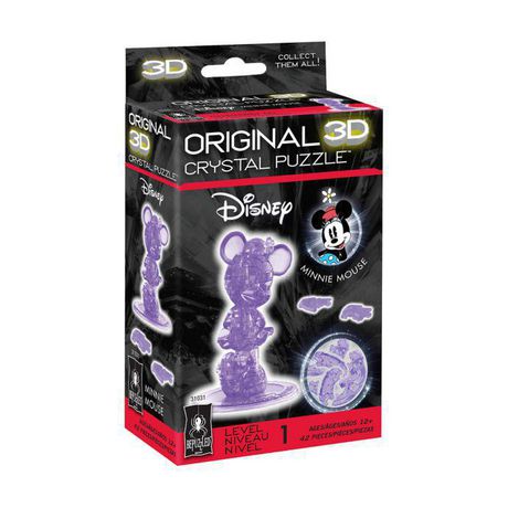 BePuzzled Original 3D Crystal Jigsaw Puzzle - Disney Minnie Mouse 2ND Edition Brain Teaser, Fun Decoration for Kids Age 12 & Up, 42Piece (Level 1)
