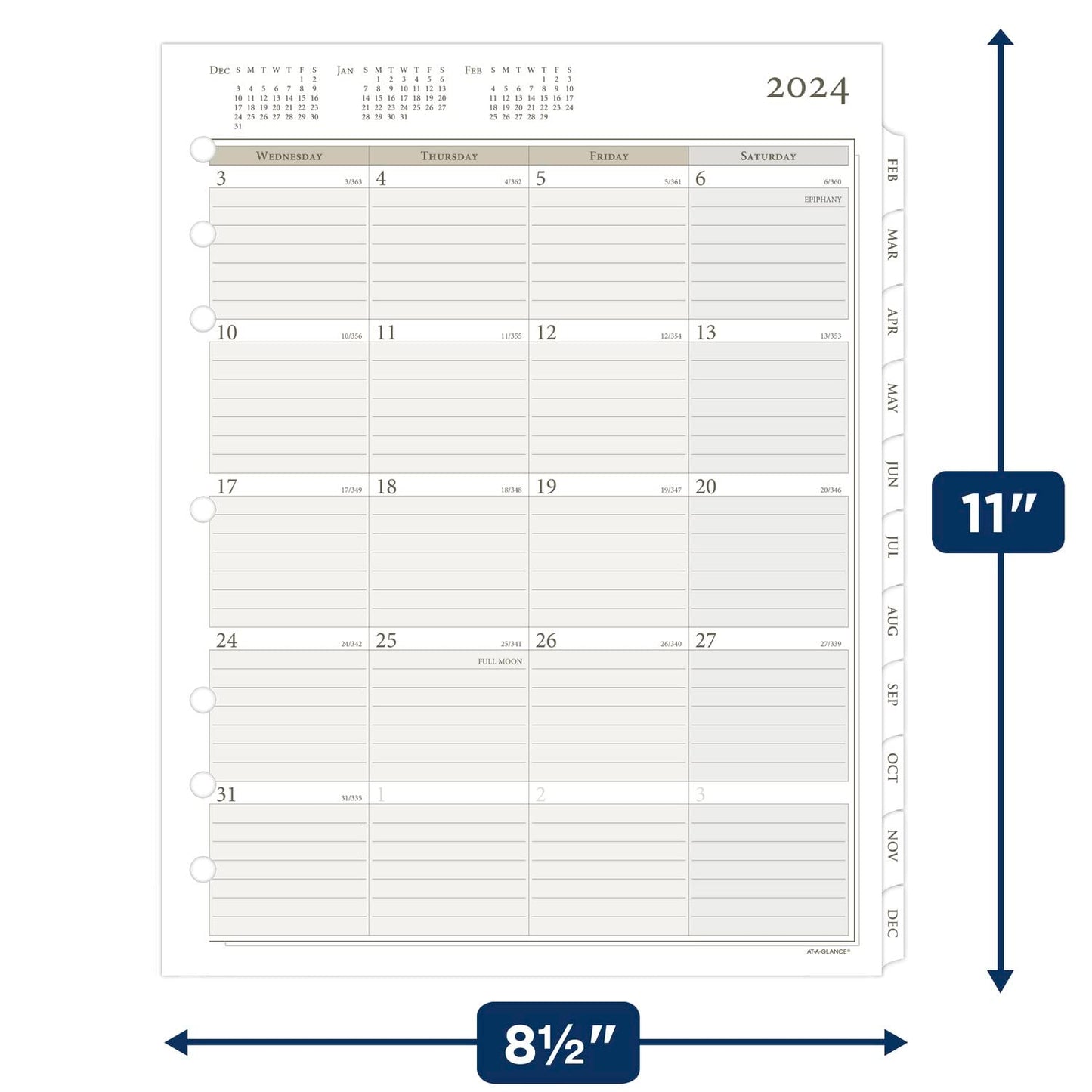 AT-A-GLANCE 2024 Monthly Planner Refill, 8-1/2" x 11", Folio Size 5, Loose-Leaf (491-685-24)