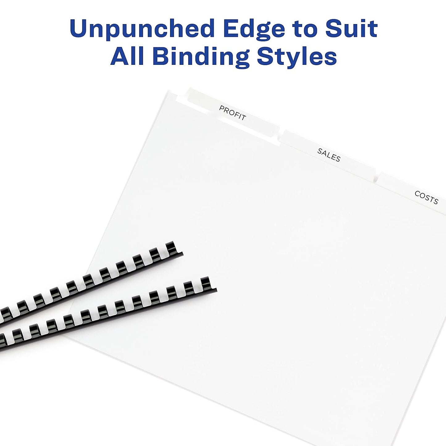 Avery 8-Tab Unpunched Binder Dividers, Easy Print & Apply Clear Label Strip, Index Maker, White Tabs, 25 Sets (11444)
