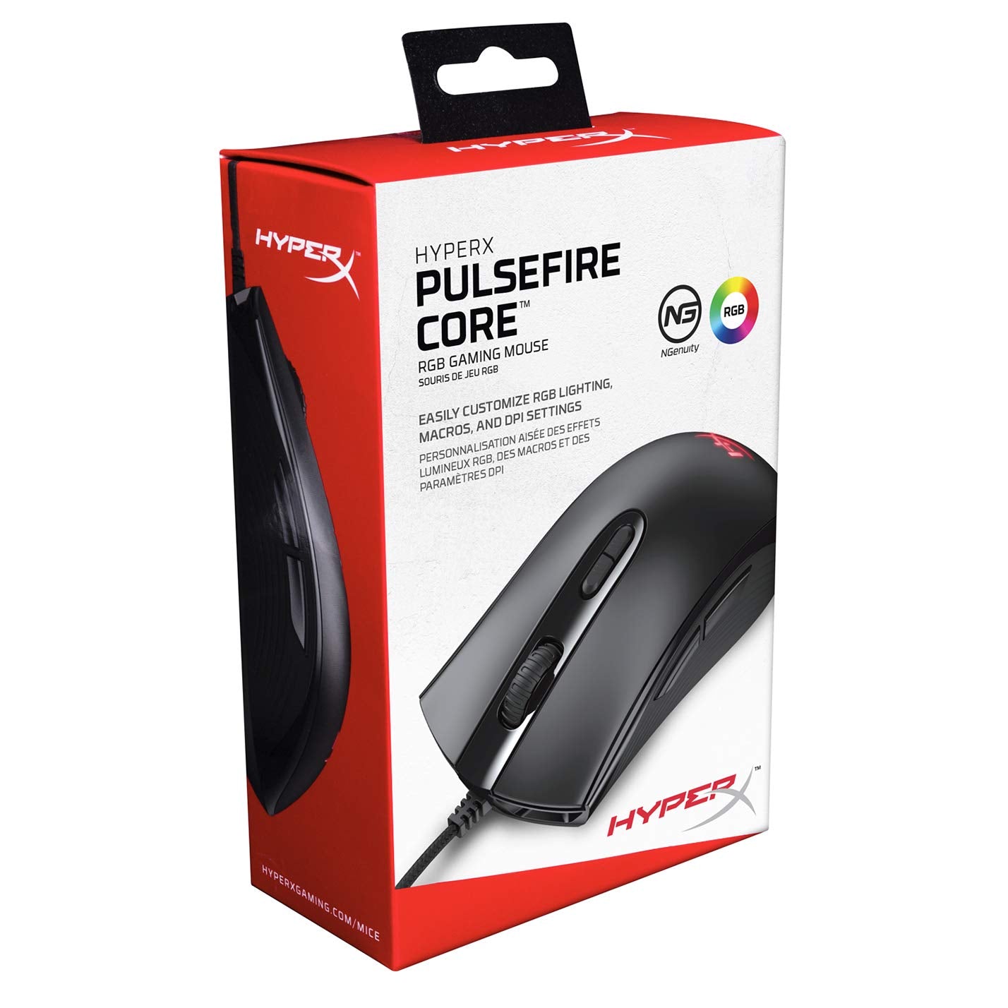 HyperX Pulsefire Core - RGB Gaming Mouse, Software Controlled RGB Light Effects & Macro Customization, Pixart 3327 Sensor up to 6,200DPI, 7 Programmable Buttons, Mouse Weight 87g,Black