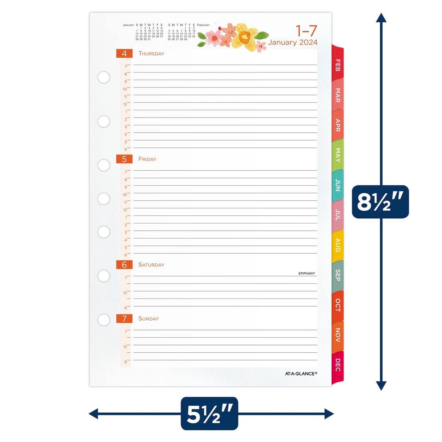 AT-A-GLANCE 2024 Weekly & Monthly Planner Refill, 52122 Day-Timer, 5-1/2" x 8-1/2", Size 4, Desk Size, Kathy Davis (KD81-285Y-24)