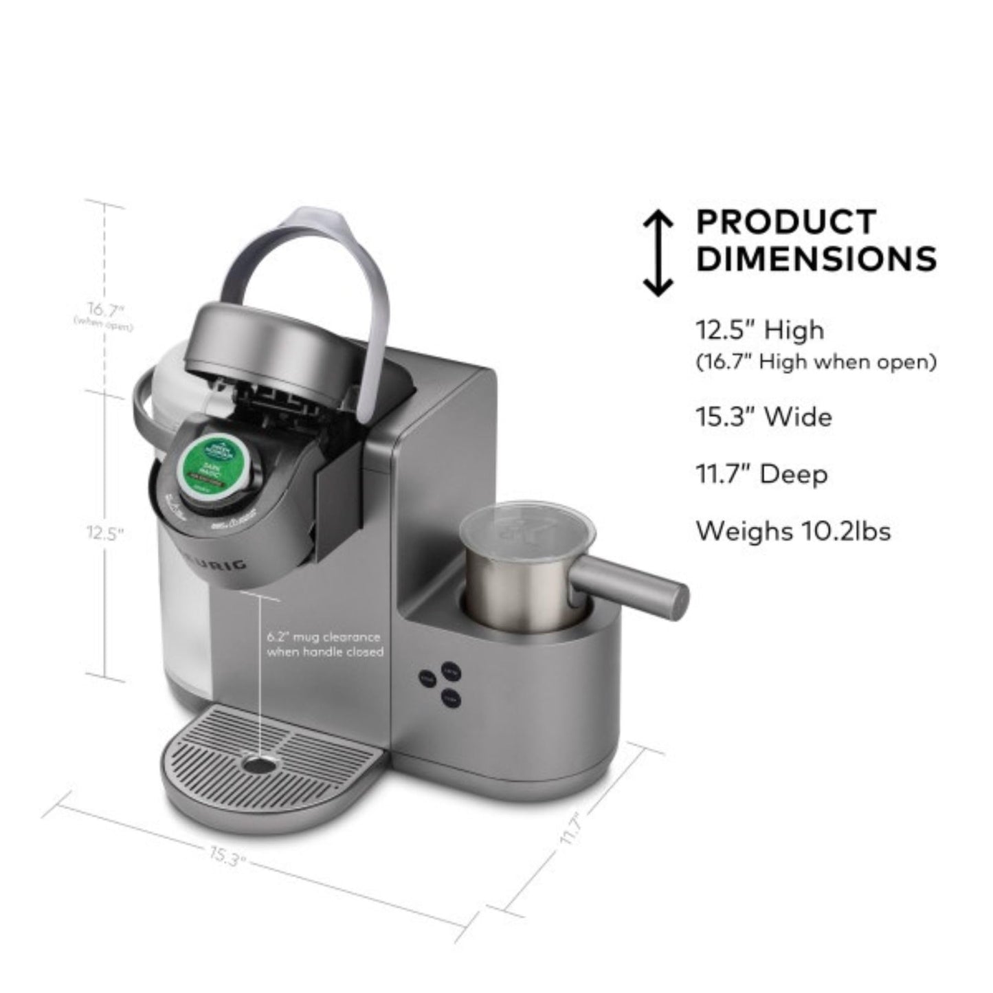 Keurig K-Cafe Special Edition Single Serve K-Cup Pod Coffee, Latte and Cappuccino Maker, Comes with Dishwasher Safe Milk Frother, Nickel