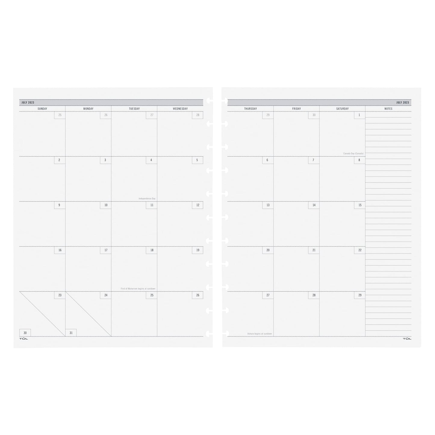 2023-2024 TUL� Discbound Academic Weekly/Monthly Refill Planner Pages, Letter Size, July 2023 to June 2024