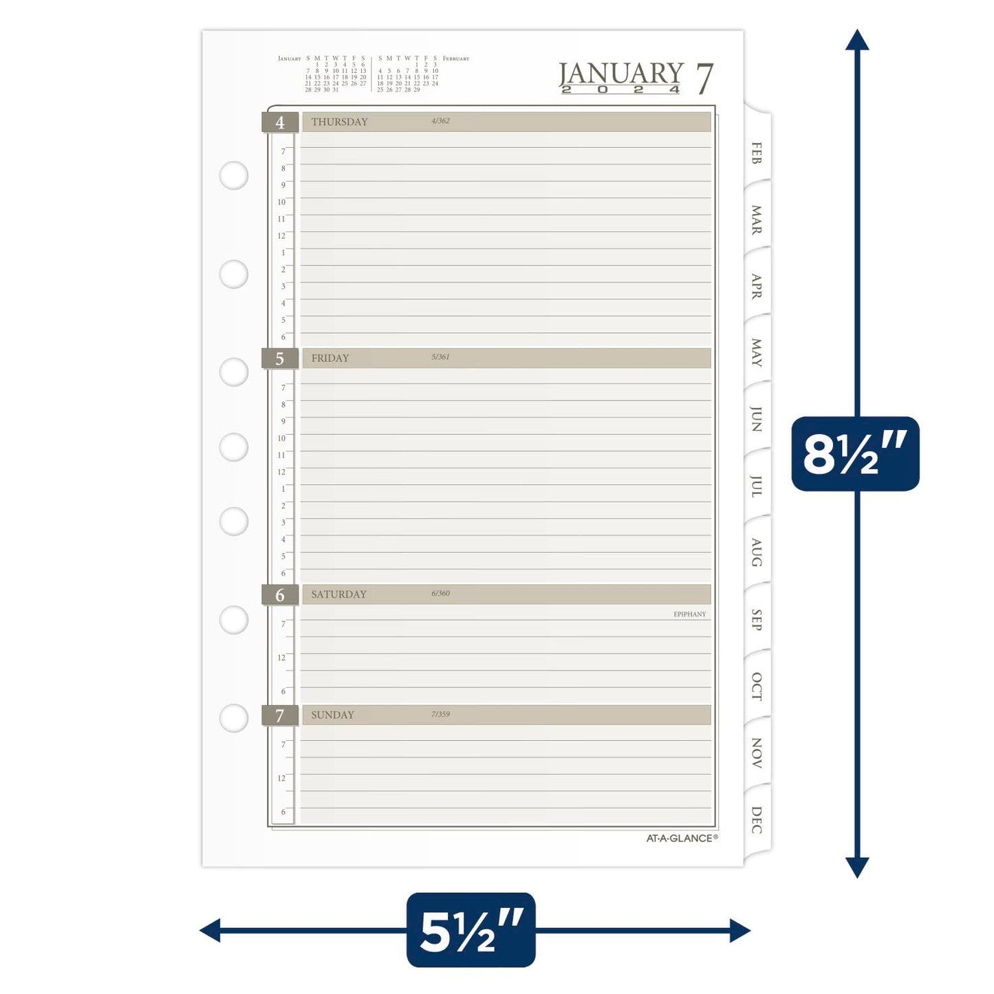 AT-A-GLANCE 2024 Weekly & Monthly Planner Refill, 5-1/2" x 8-1/2", Desk Size, Loose-Leaf (481-285Y-24)