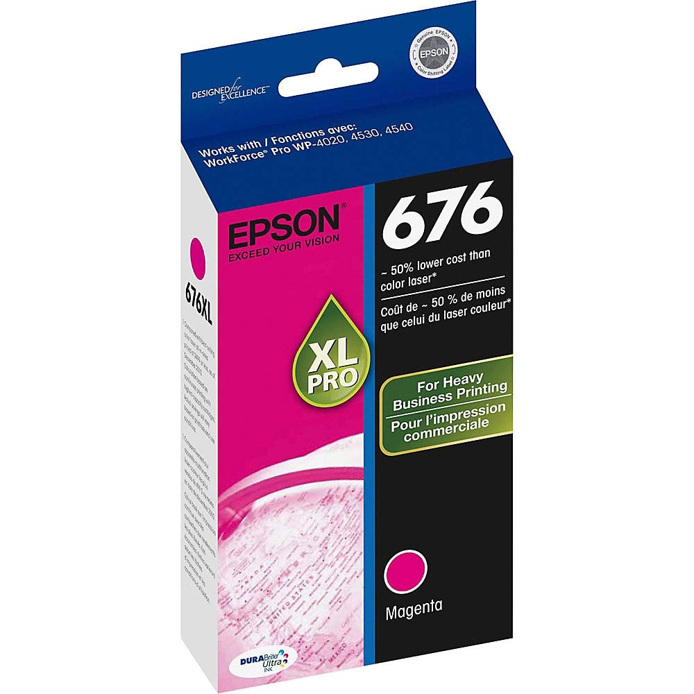 EPSON 676 DURABrite Ultra Ink High Capacity Magenta Cartridge (T676XL320-S) Works with WorkForce Pro WP-4010, WP-4020, WP-4023, WP-4090, WP-4520, WP-4530, WP-4533, WP-4540, WP-4590