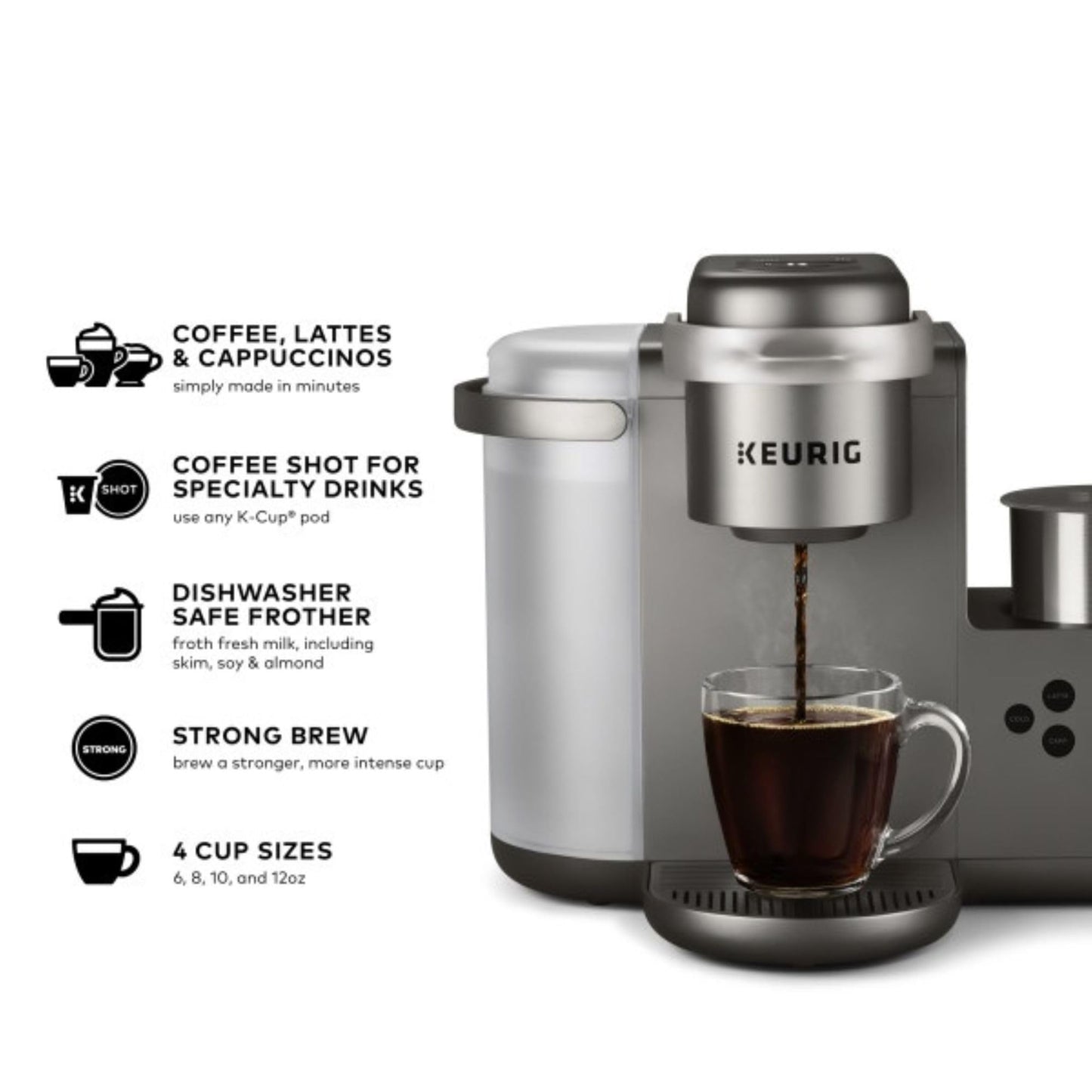 Keurig K-Cafe Special Edition Single Serve K-Cup Pod Coffee, Latte and Cappuccino Maker, Comes with Dishwasher Safe Milk Frother, Nickel