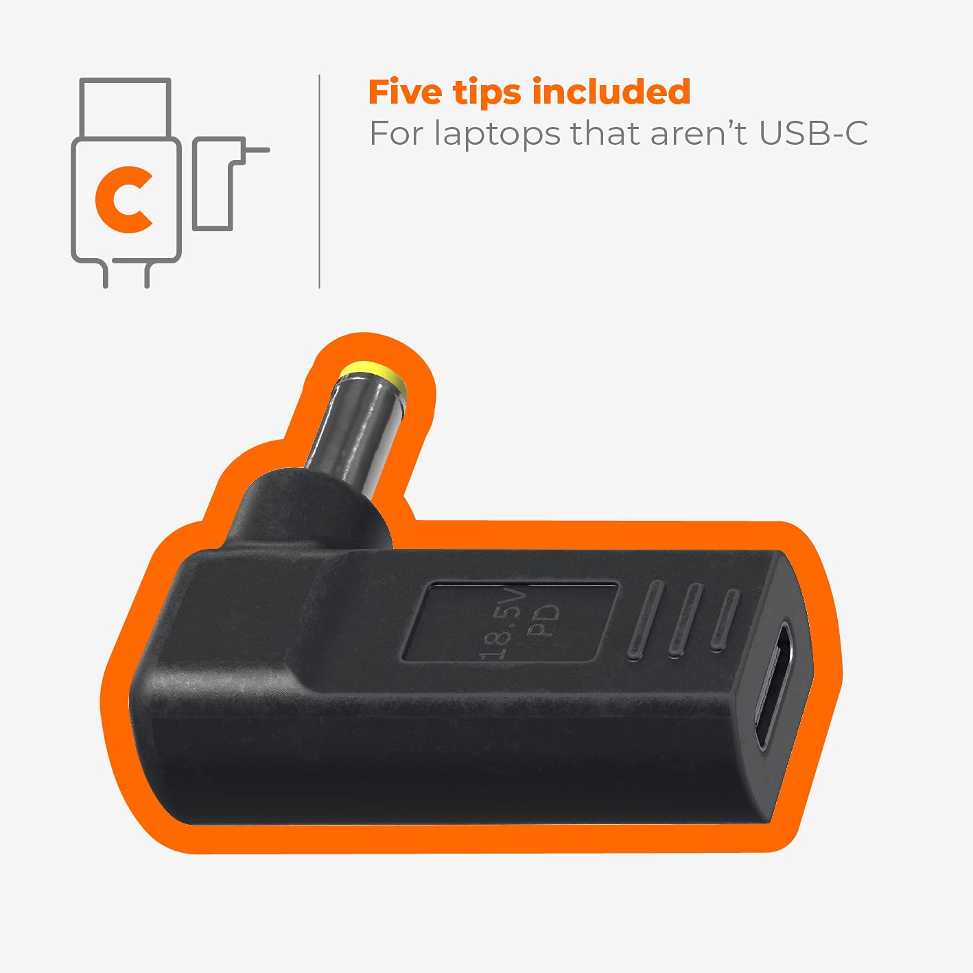 Einova 100W Universal Power Adapter, Includes 5 Charging Tips & USB-C Charging and Data Cable, GaN Power Architecture for Energy Efficiency Versatile Compatibility, Ergonomic Design