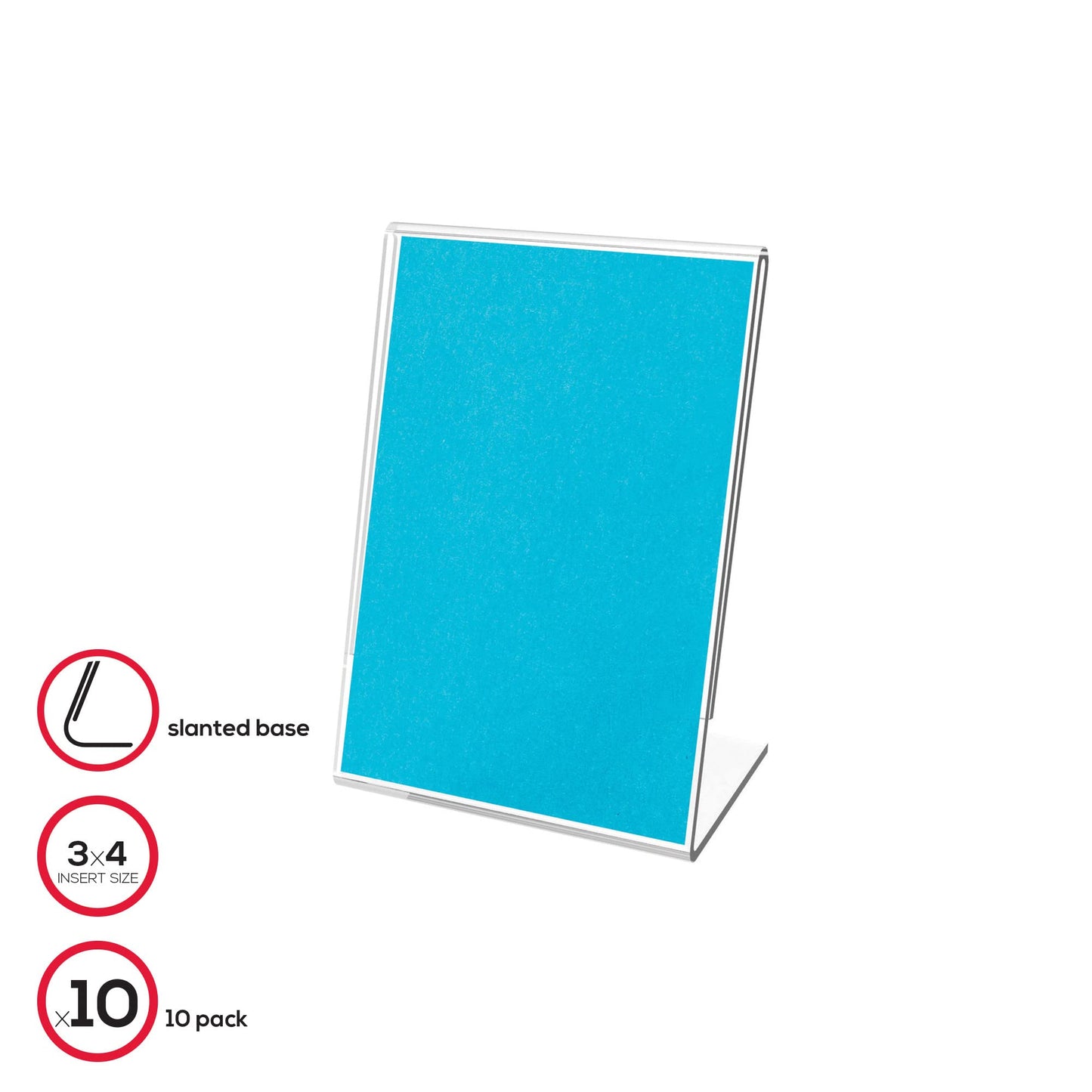 Deflecto� Mini Tabletop Sign Holder, 4 1/8"H x 3"W x 1 5/8"D, Clear, Pack of 10