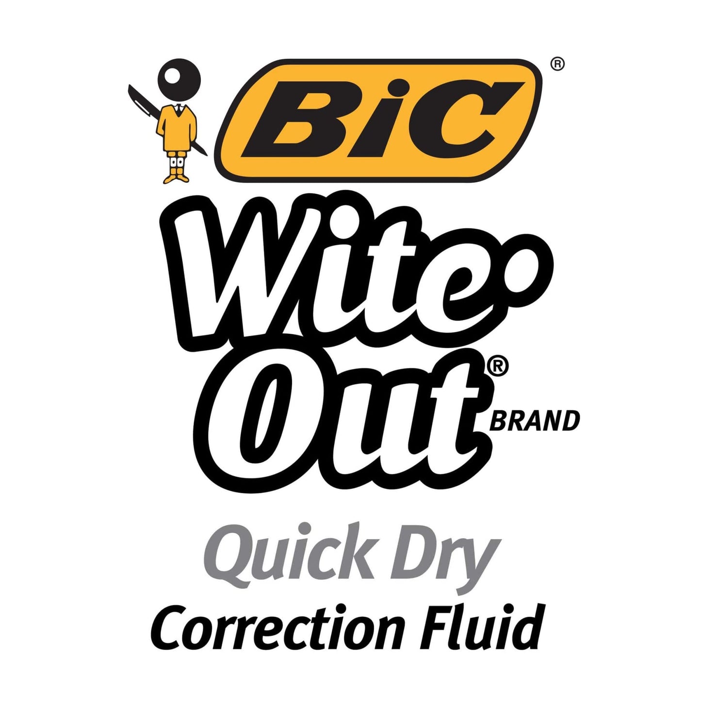 BIC Wite-Out Brand Quick Dry Correction Fluid, 20 ml, White, 12-Count
