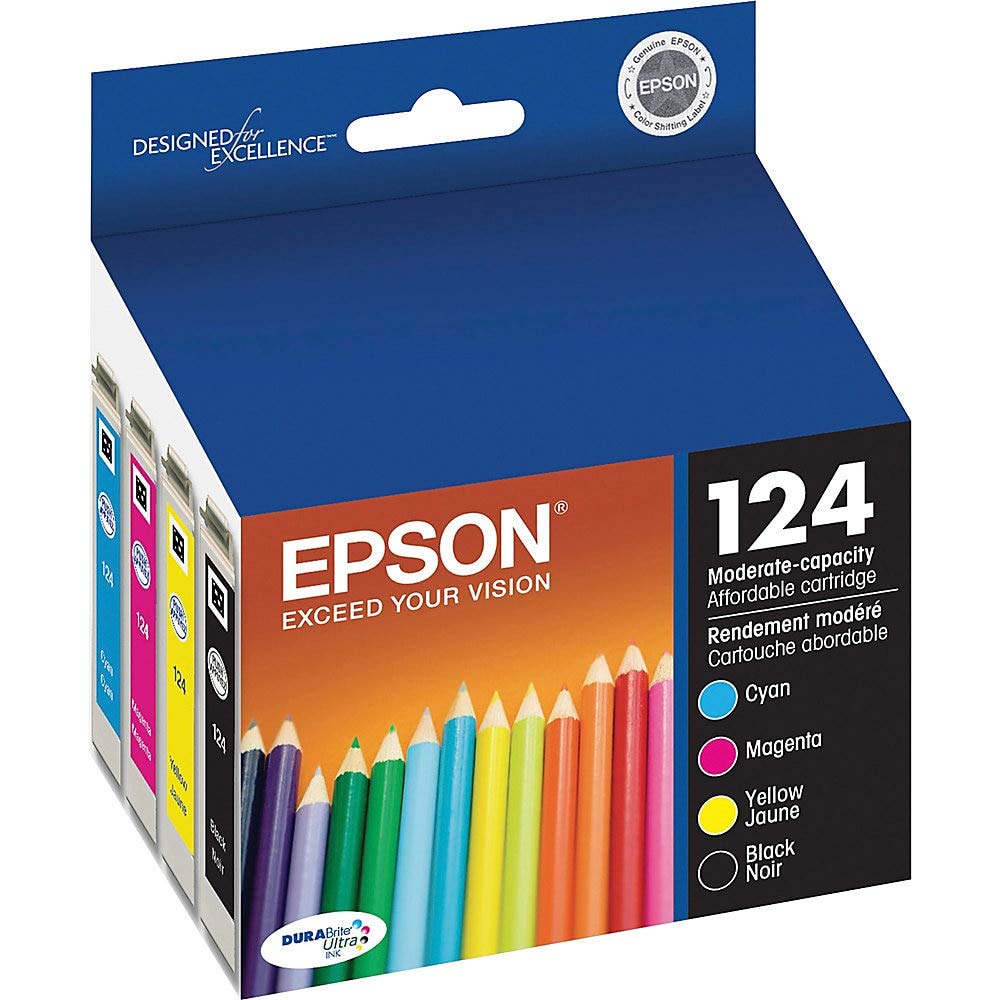 EPSON 124 DURABrite Ultra Ink Black & Color Cartridge Combo Pack For Stylus WorkForce EXP 12.2023