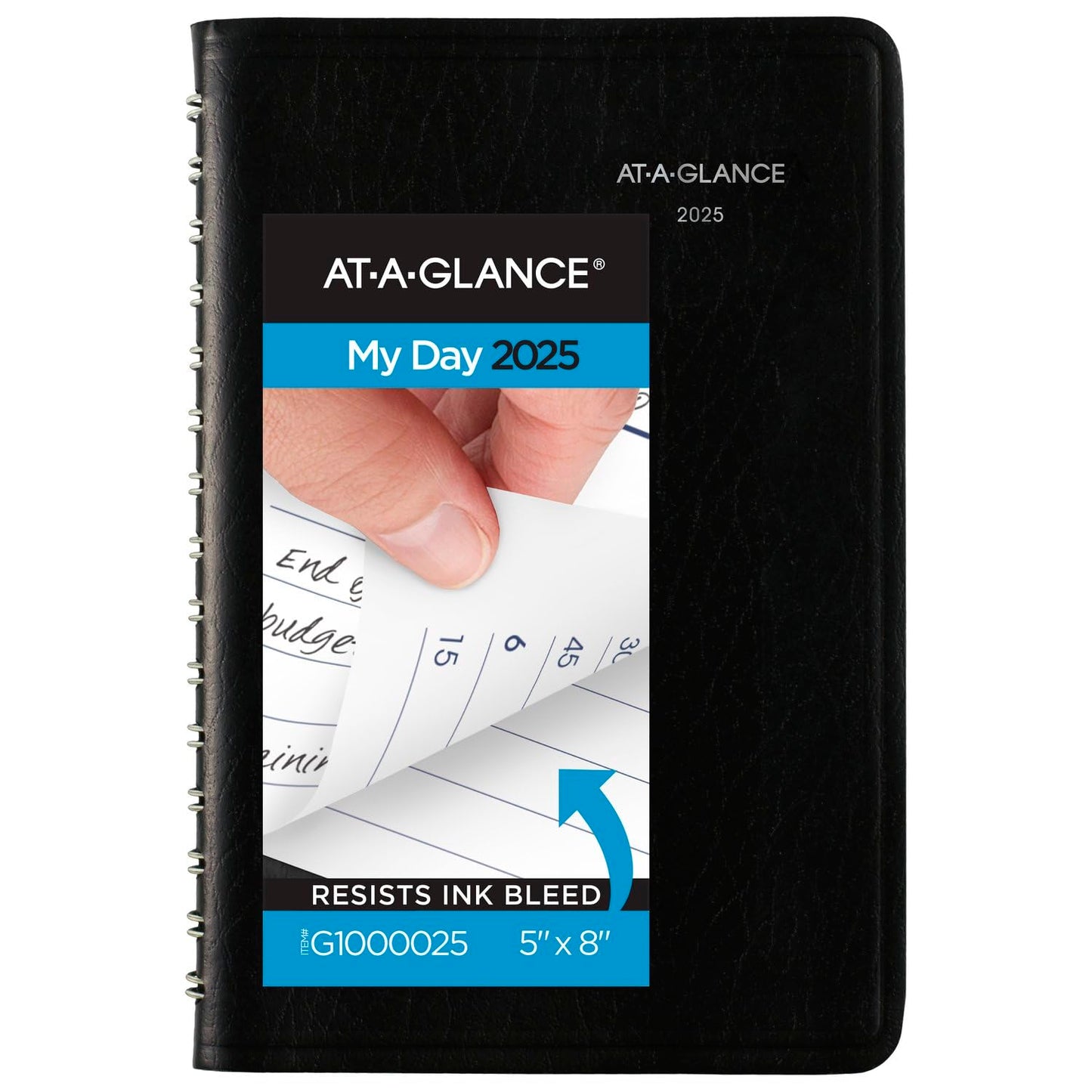 AT-A-GLANCE 2025 Appointment Book Planner, Daily, 5" x 8", Small, Quarter-Hourly, DayMinder, Black (G1000025)