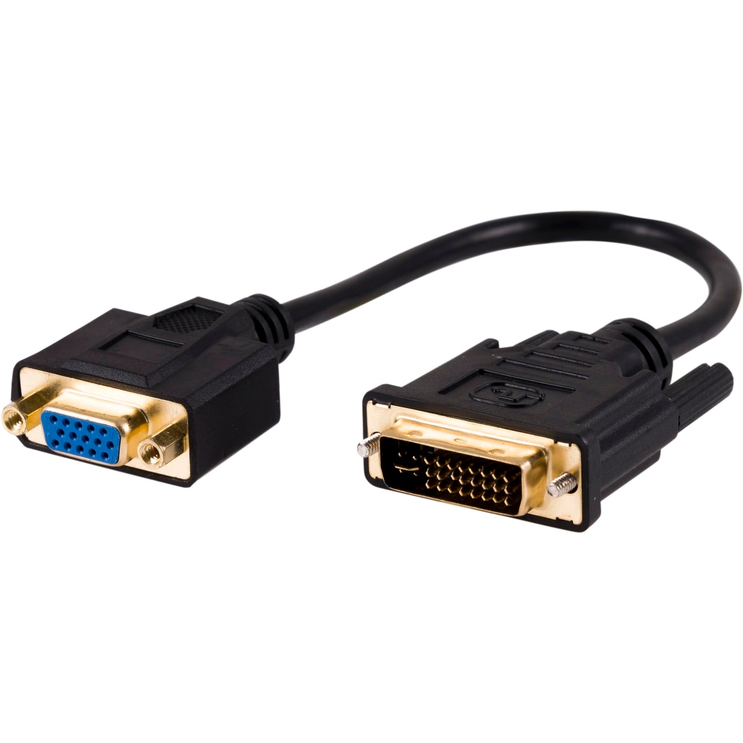 ATIVA® DVI to VGA Pigtail Adapter, DVI-I Male to VGA Female, Video Only, Black