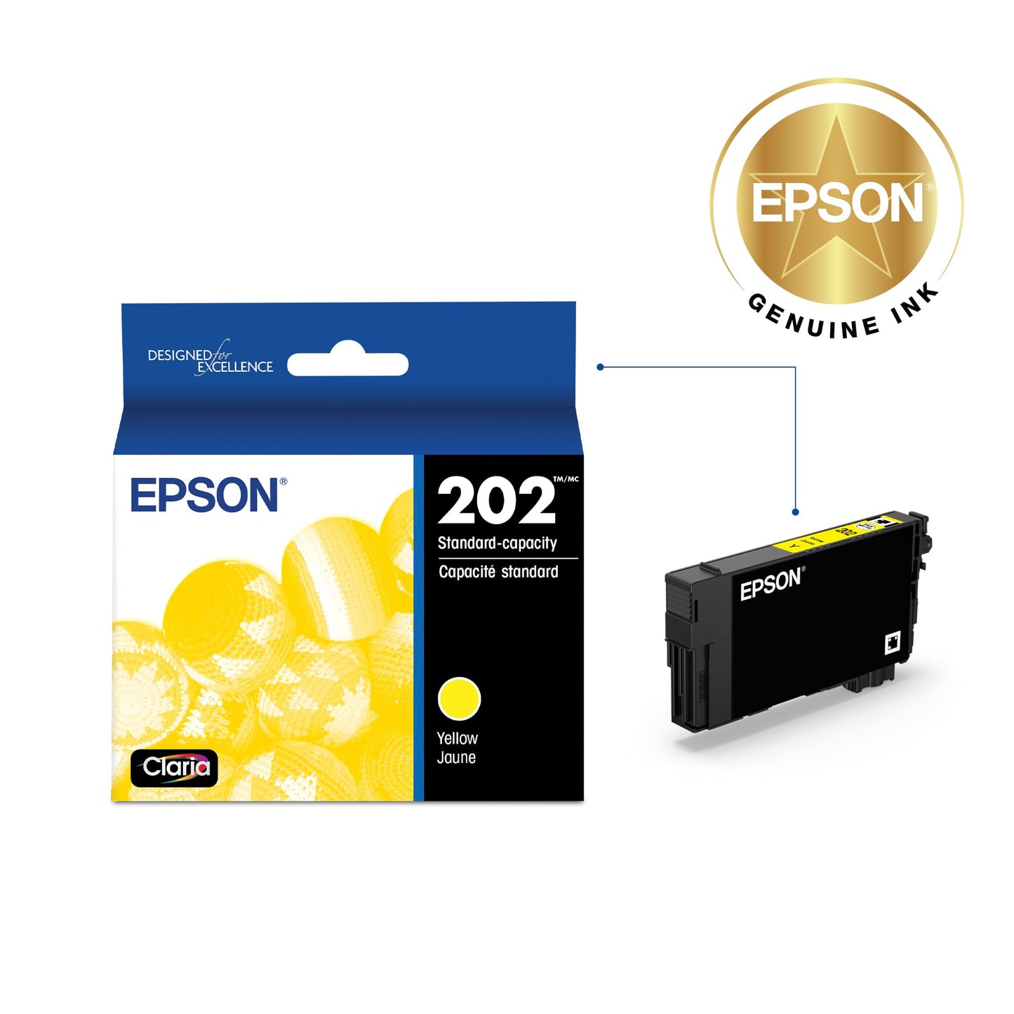 EPSON 202 Claria Ink Standard Capacity Yellow Cartridge (T202420-S) EXP 10.2023
