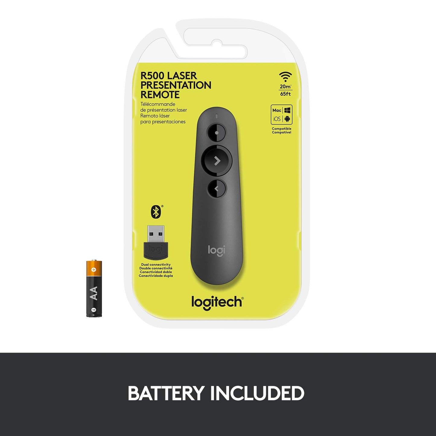 Logitech R500s Laser Presentation Remote Clicker with Dual Connectivity