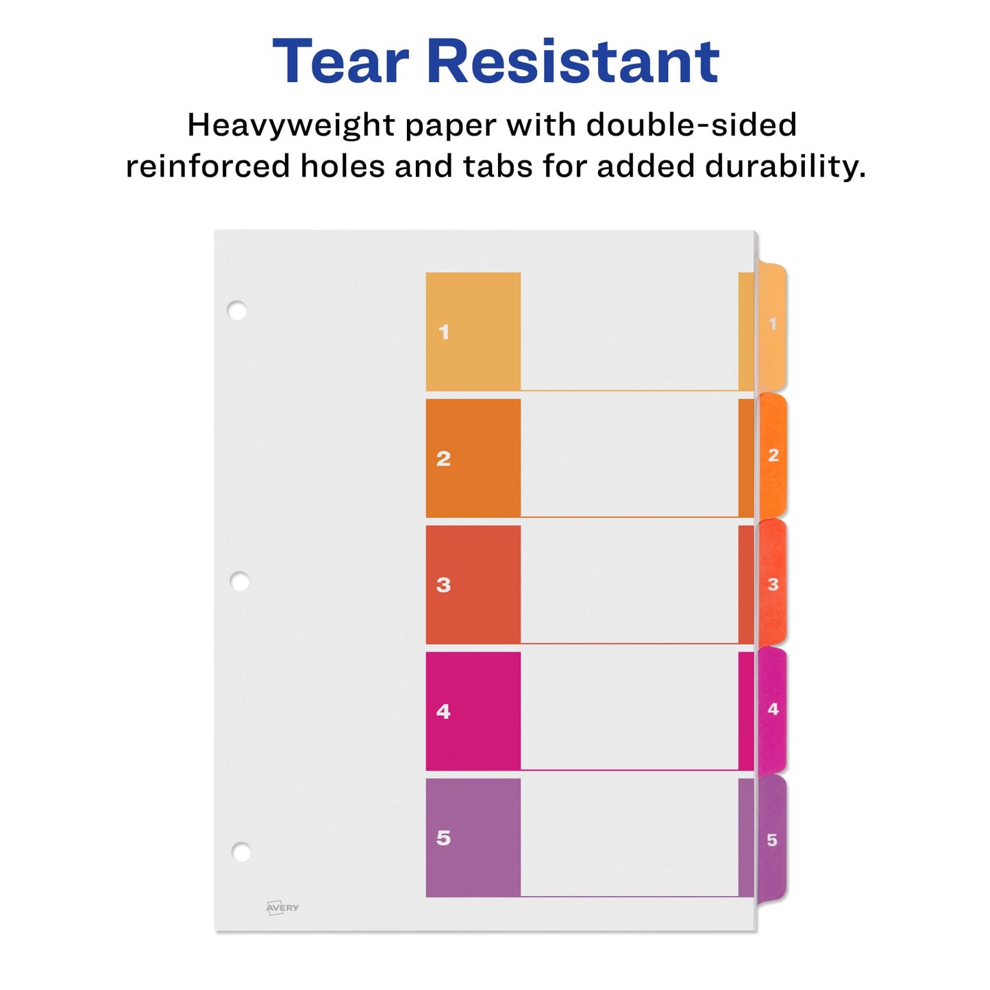 Avery(R) Ready Index(R) Table of Contents Dividers 11131, 5-Tab Set