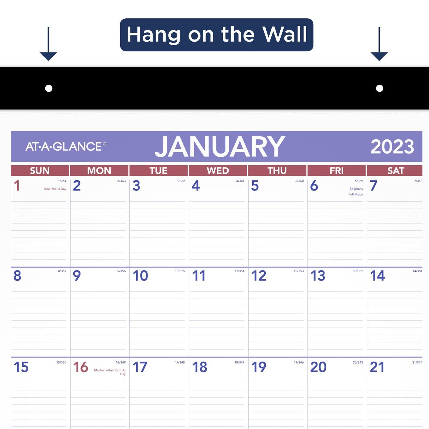 AT-A-GLANCE 2023 Wall Calendar, 15" x 22-3/4", Large, Monthly, Repositionable, Adhesive Backing (PM17RP28)