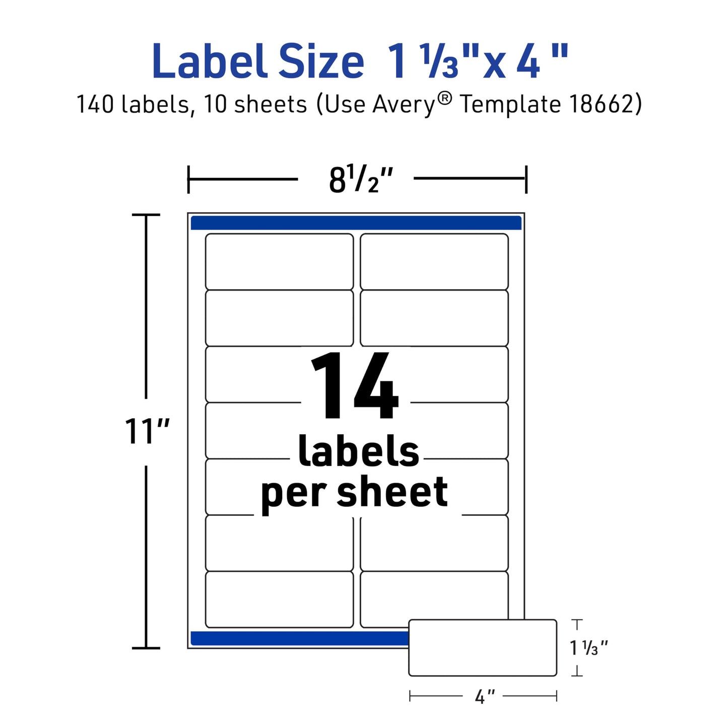 Avery Printable Address Labels with Sure Feed, 1-1/3" x 4", Matte Clear, Permanent Adhesive, Inkjet Printers, 140 Blank Mailing Labels, Great for Mailing, Product Labels, Jar Labels, and More (18662)