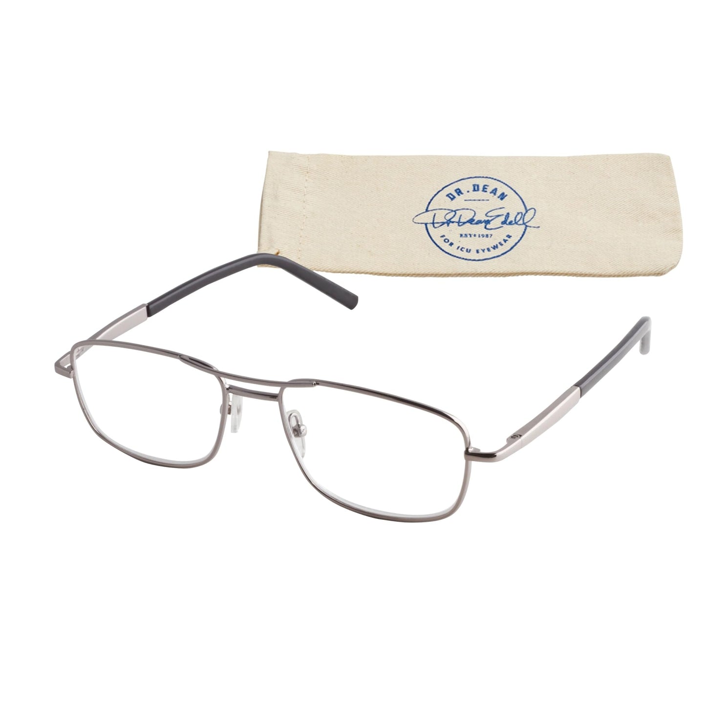 DDE ICU Eyewear Men's Reader Glasses, Silver, 2.50