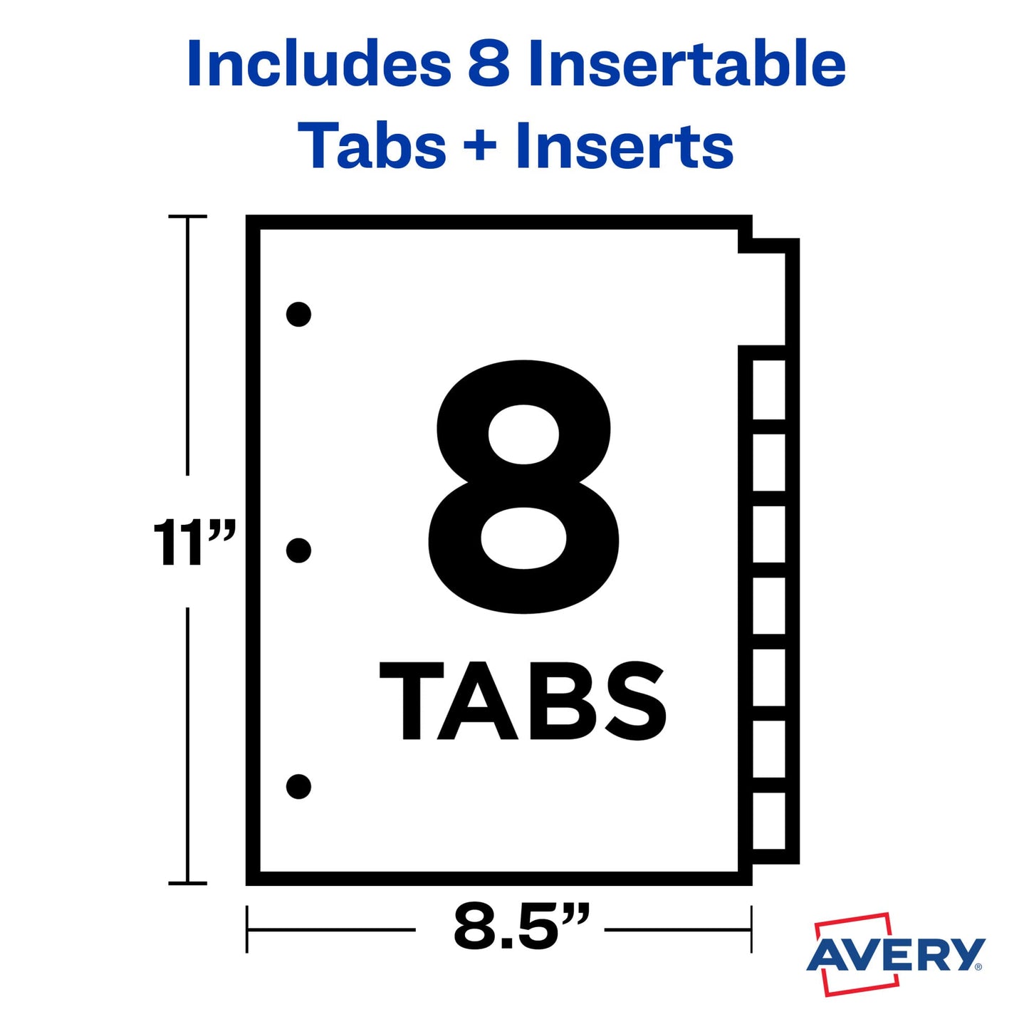 Avery Big Tab Insertable Plastic Dividers for 3 Ring Binders, 8-Tab Sets, Multicolor, 3 Sets (11901)