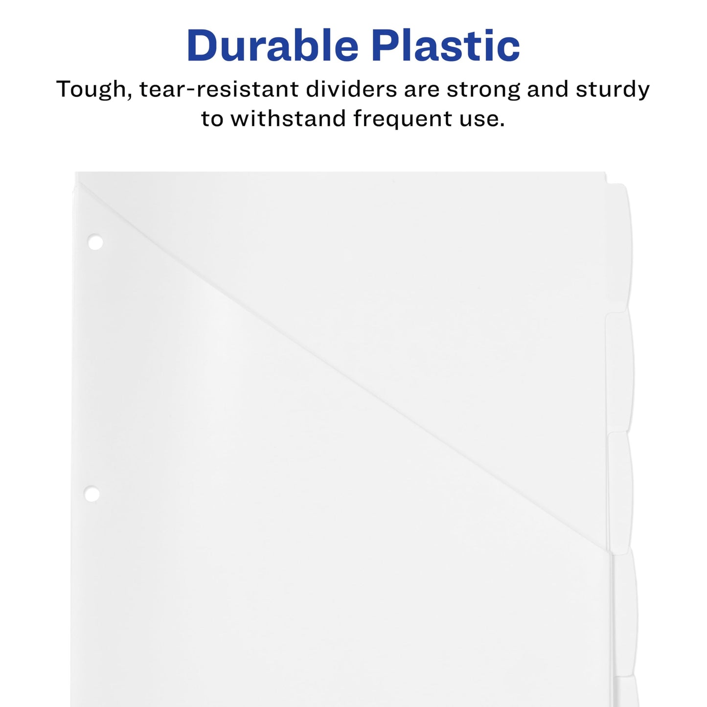 Avery Durable Plastic 5 Tab Write & Erase Dividers for 3 Ring Binders, Slash Pocket, Translucent White, Works with Sheet Protectors, 1 Set (16825)